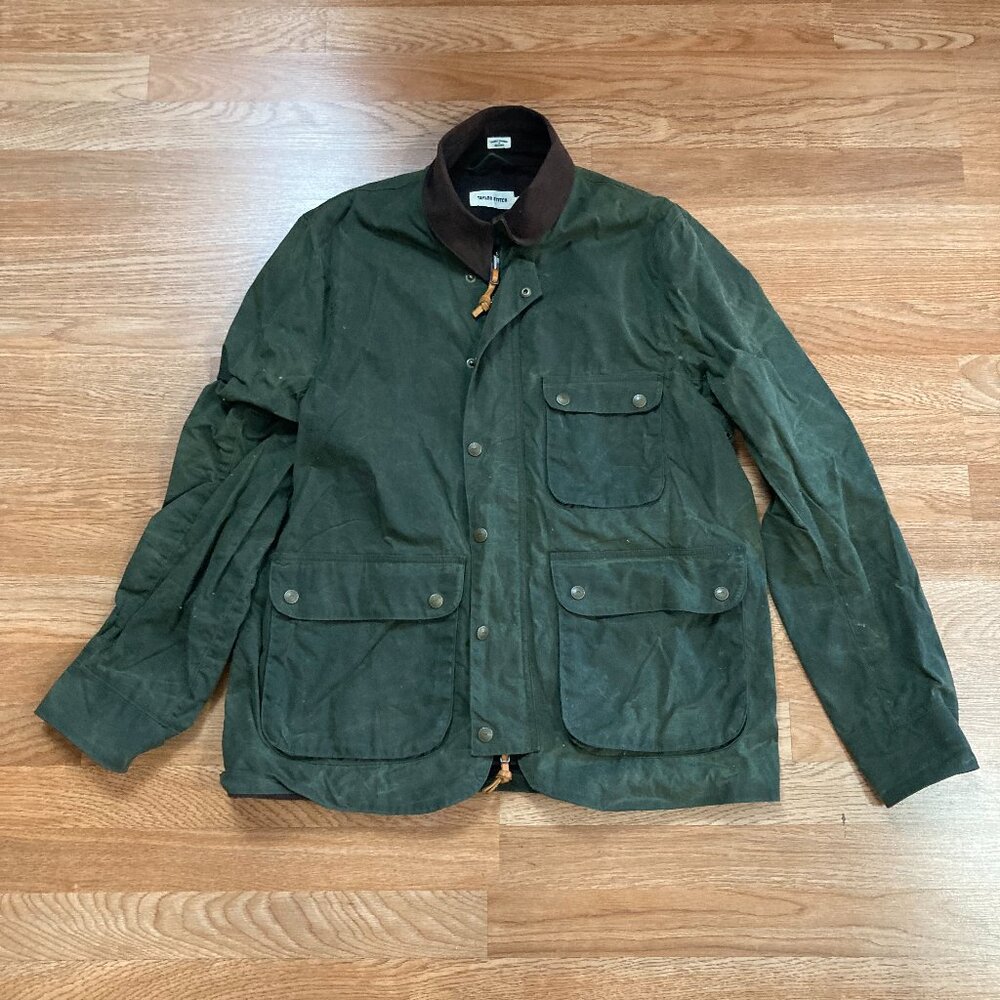 Mens 44 TAYLOR STITCH Rover Waxed Cotton Oilskin Jacket Coat USA MADE Dark Green